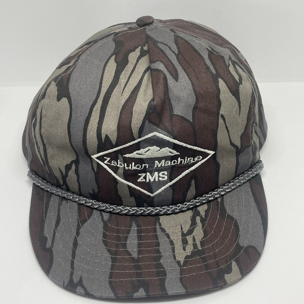 Vintage Zebulon Machine Snapback Cap Brown Camo Trucker Hat Snap Back